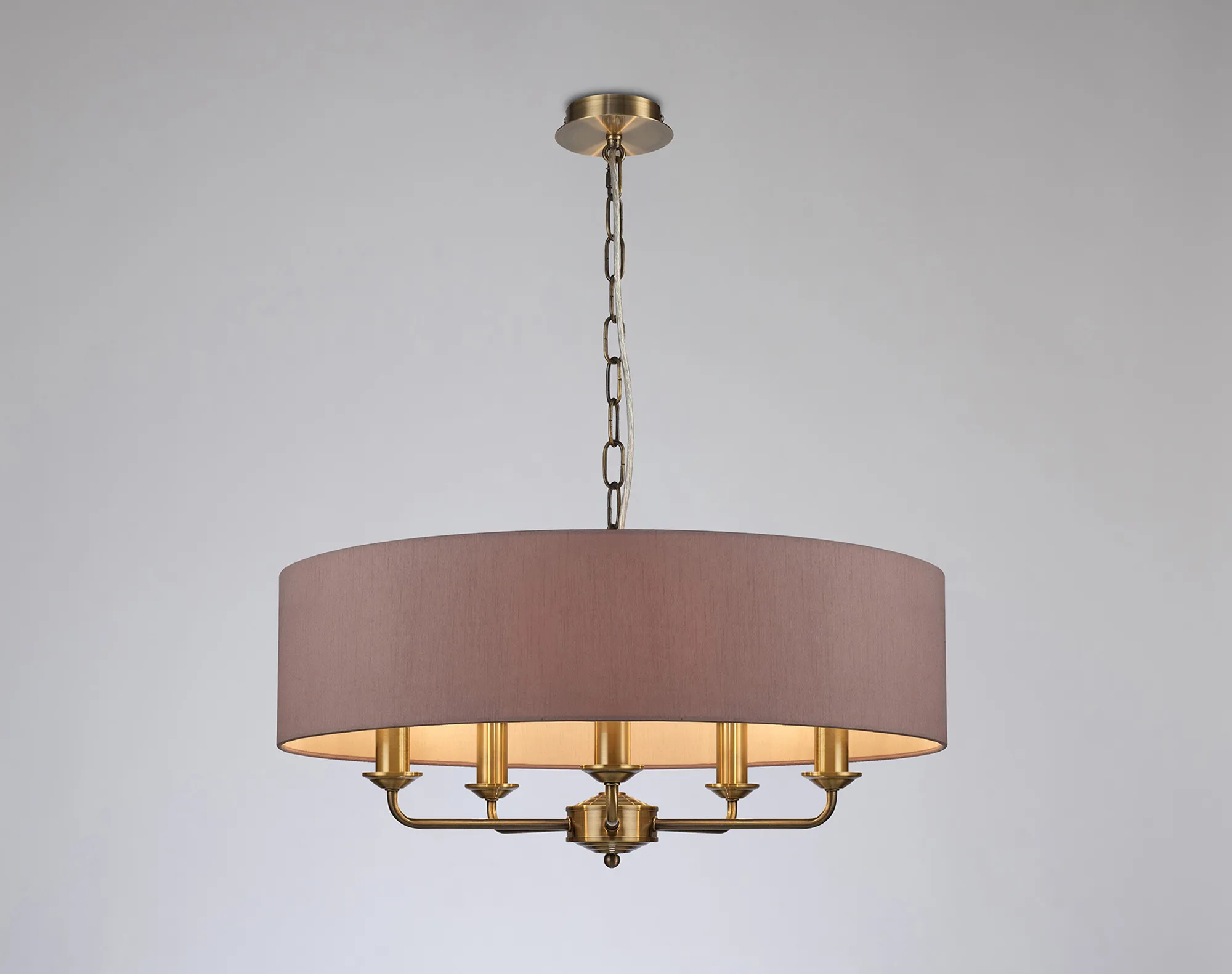 Banyan 60cm 5 Light Pendant Antique Brass; Taupe/Halo Gold DK0043  Deco Banyan AB TA